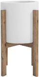 Moe's Home Collection Everest Cream White Small Round Planter-1