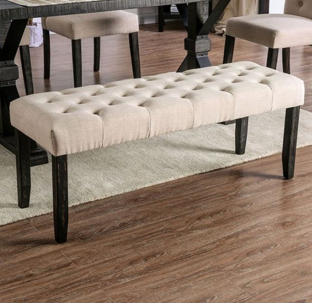 Furniture of America® Alfred Antique Black/Ivory Bench-0