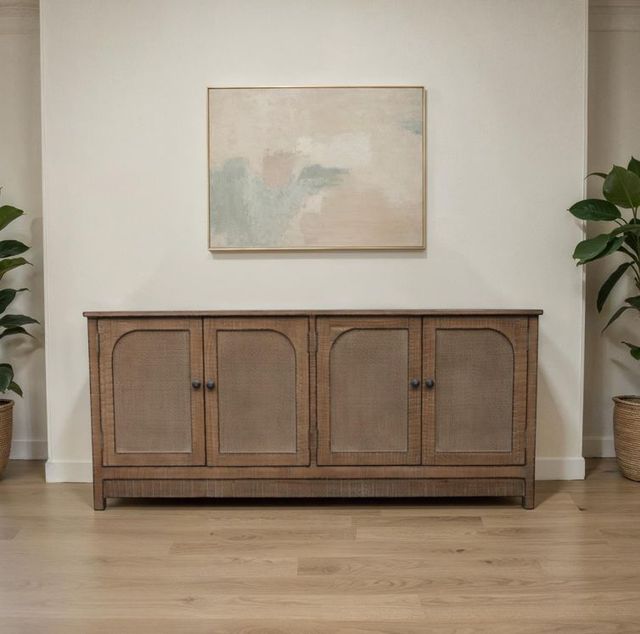 Nest Home Collections Blake Antique Natural/Rattan Four-Door Cabinet-1
