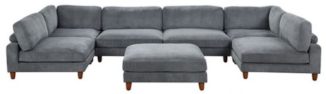 Furniture of America® Dagenham 7-Piece Gray U-Shape Sectional with Ottoman-0