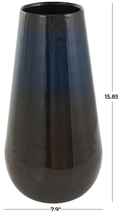 Deco Marche Blue 8" Ombre Vase with Brown Accents-2