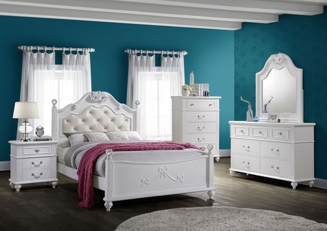 Elements International Alana White Lacquer Full Youth Platform Bed with Storage Trundle-1