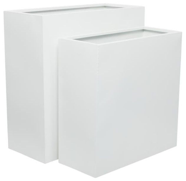 Deco Marche 2-Piece White Rectangular Planter Set-0