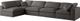 Meridian Furniture Plush Grey Velvet Standard Cloud Modular Sectional-2