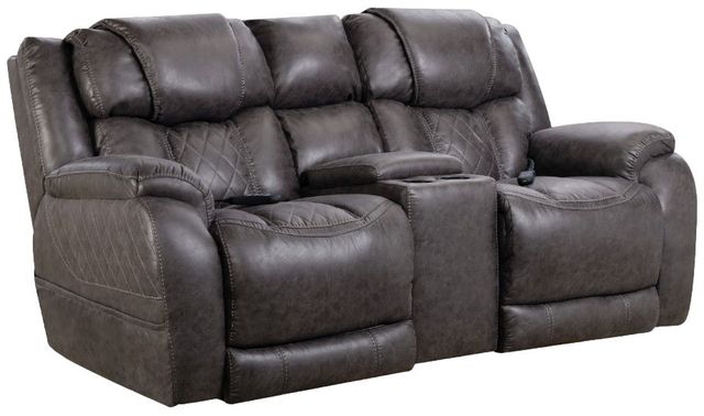 HomeStretch Daytona Black Power Reclining Console Loveseat-0