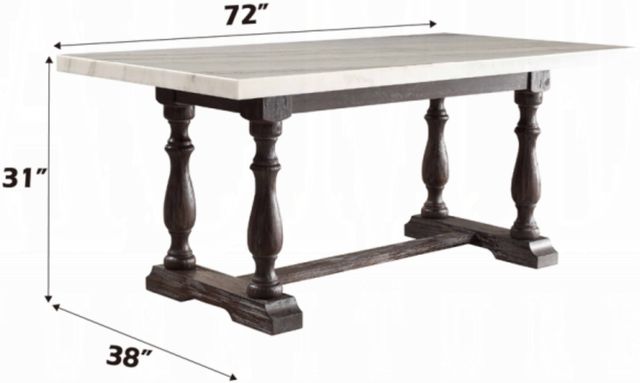 ACME Furniture Gerardo White Marble Top Dining Table with Weathered Espresso Base-2