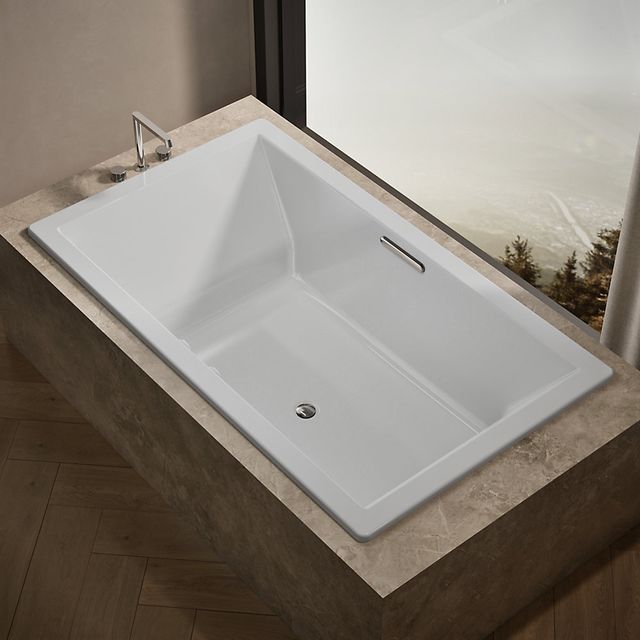 KOHLER® Underscore® White 72" x 42" Drop-In Heated Bubble Massage™ Air Bath with Bask® Heated Surface-1