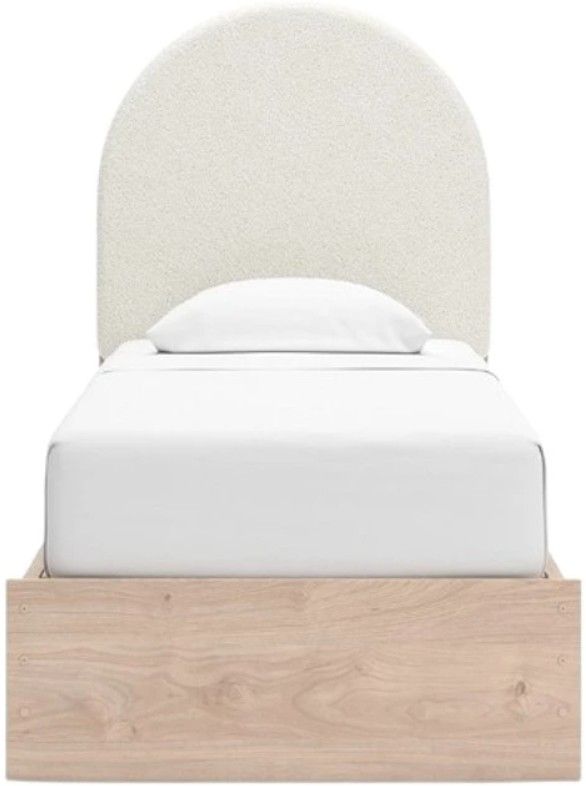 Signature Design by Ashley® Arloster Tan/White Twin Upholstered Panel Bed with 2-Drawer Storage-3