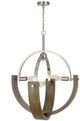 Cal® Lighting & Accessories Rauma Brushed Steel/Wood Chandelier-0