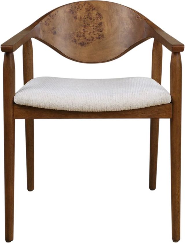 Uttermost® Augusta Walnut/White Dining Arm Chair-4
