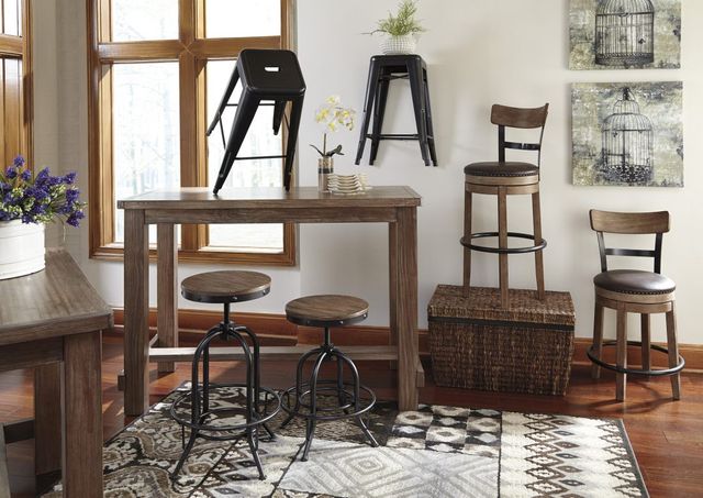 Signature Design by Ashley® Pinnadel Tall Light Brown Upholstered Swivel Bar Stool-2