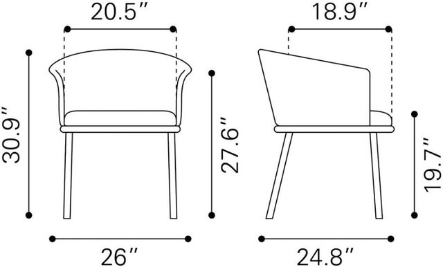 Zuo® Modern Garston Gray/Black Dining Arm Chair-2