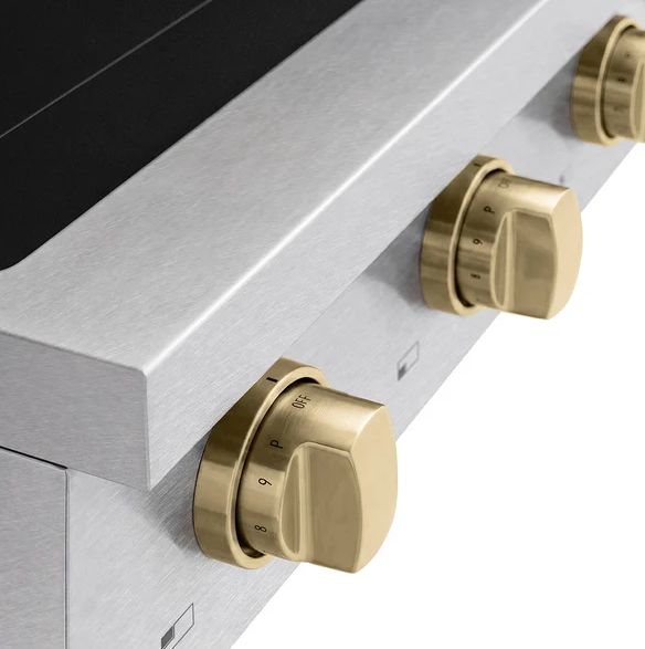 ZLINE Paramount 36" Satin Stainless Steel Induction Rangetop with 5-Element Cooktop and Champagne Bronze Accents-4