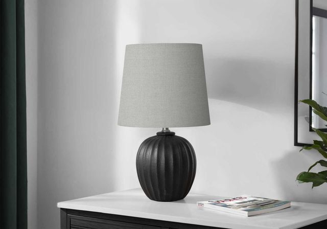 Monarch Specialties Inc. Black Resin Table Lamp with Grey Shade-2