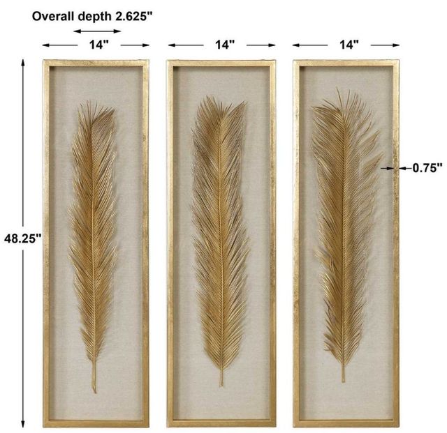 Uttermost® Palma 3-Piece Gold Shadow Boxes Wall Art Set-3