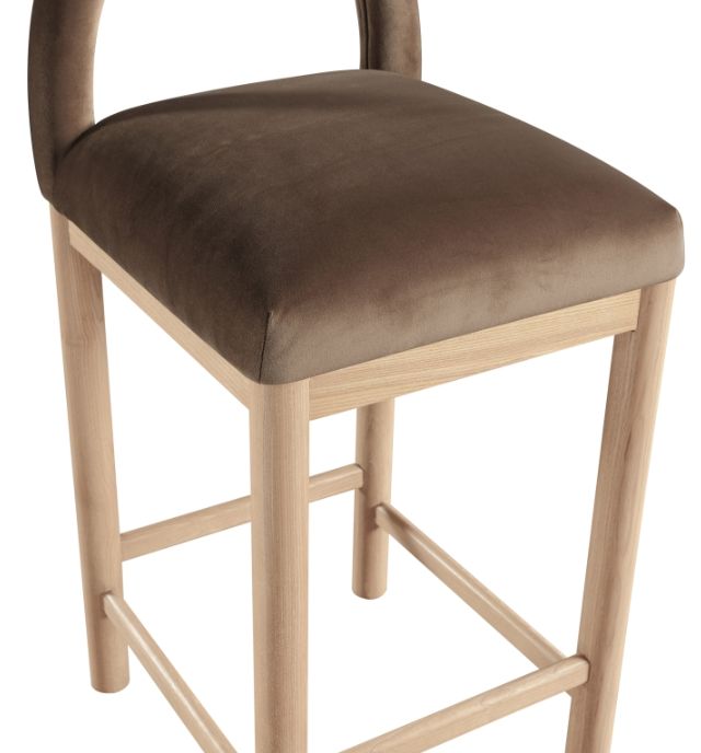 Meridian Furniture Conrad Brown/Natural Velvet Upholstered Counter Stool-4