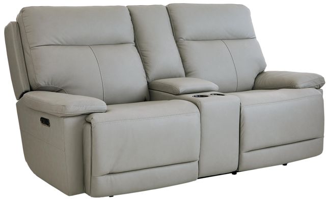 Bassett® Furniture Club Level Fletcher Gray Power Reclining Loveseat with Console-1
