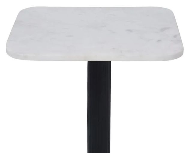 Renwil® Laila Matte White Marble Top Side Table with Matte Black Base-1