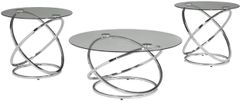 Signature Design by Ashley® Hollynyx 3-Piece Glass Top Occasional Table Set with Chrome Base