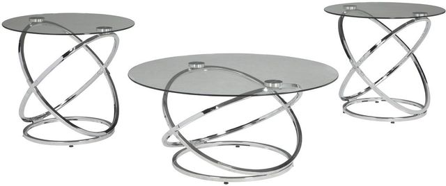 Signature Design by Ashley® Hollynyx 3-Piece Glass Top Occasional Table Set with Chrome Base