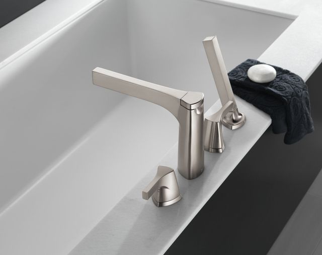 Delta Zura® Stainless 4-Hole Roman Tub with Handshower Trim-2