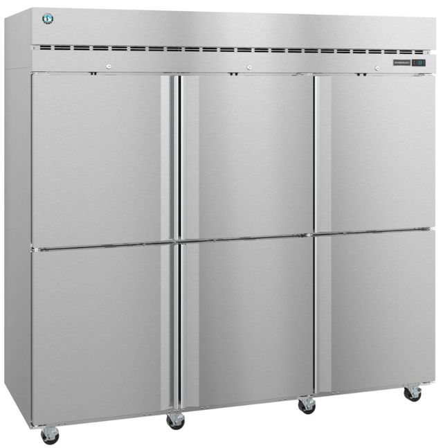Hoshizaki Steelheart® 83" 79 Cu. Ft. Stainless Steel Three Section Upright Refrigerator with Half Solid Doors and Lock-2