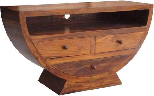 Jaipur Furniture Cube Range Brown 3-Drawer Half Round Bowl-0