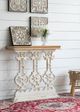 A & B Home Light Brown Console Table with White Base -2