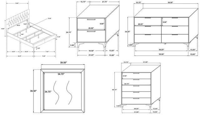 Coaster® Kendall 5-Piece Black California King Bedroom Set-2