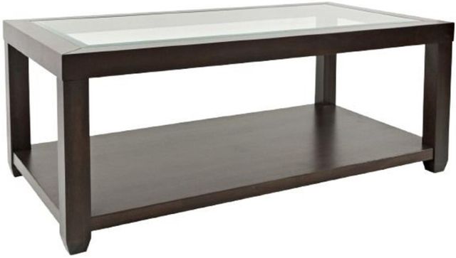 Jofran Inc. Urban Icon Glass Top Coffee Table with Merlot Base-0