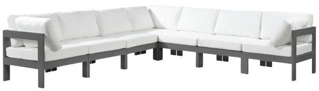 Meridian Furniture Nizuc 7-Piece Dark Gray/White Aluminum/Fabric 120" Outdoor Patio Modular Sectional-0
