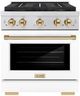 ZLINE Paramount 30" 4.2 cu. ft. Satin Stainless Steel with White Matte Door Paramount Dual Fuel Range with 4 Burner DuoPro™ Cooktop and Electric Convection Oven with Polished Gold Accents-0
