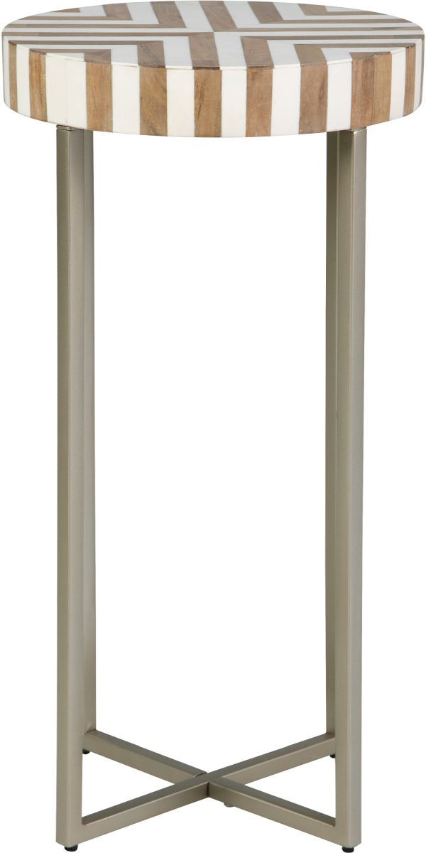 Signature Design by Ashley® Cartley Light Brown Accent Table with Champagne Base-2