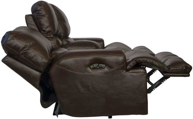 Catnapper® Wembley Chocolate Leather Power Lay Flat Reclining Console Loveseat with Power Adjustable Headrest-2
