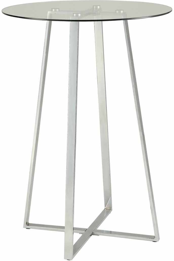 Coaster® Zanella Glass Top Round Bar Table with Chrome Base 