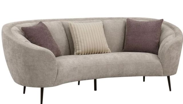Coaster® Ellorie Beige Upholstered Channel Back Curved Sofa-0