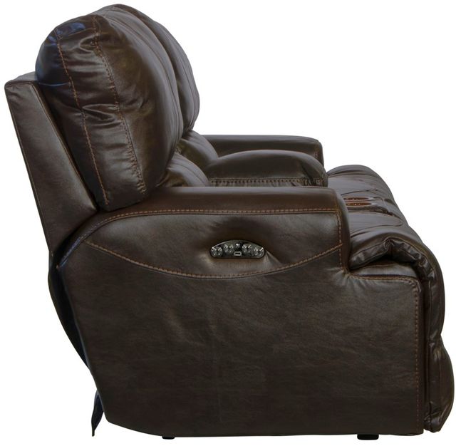 Catnapper® Wembley Chocolate Leather Power Lay Flat Reclining Console Loveseat with Power Adjustable Headrest-3