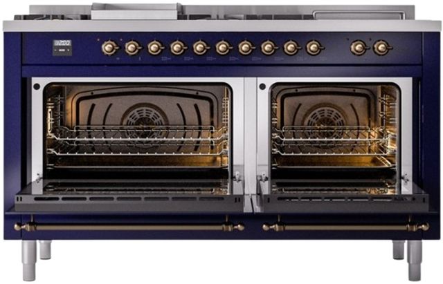 Ilve® Nostalgie II Series 60" Midnight Blue Pro Style Dual Fuel Range-2