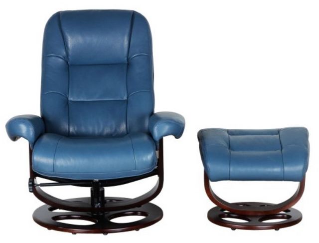 BarcaLounger® Jacque Roman-Blue Manual Recliner and Ottoman Set-3