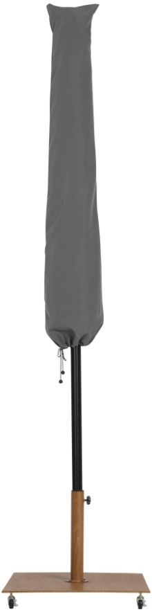 Meridian Furniture Amalfi White/Black/Teak Aluminum Outdoor Patio Umbrella and Base-2