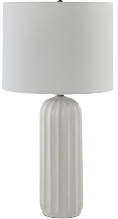 American Wholesale Furniture Clarkland 2-Piece White Glaze Table Lamp Set-1