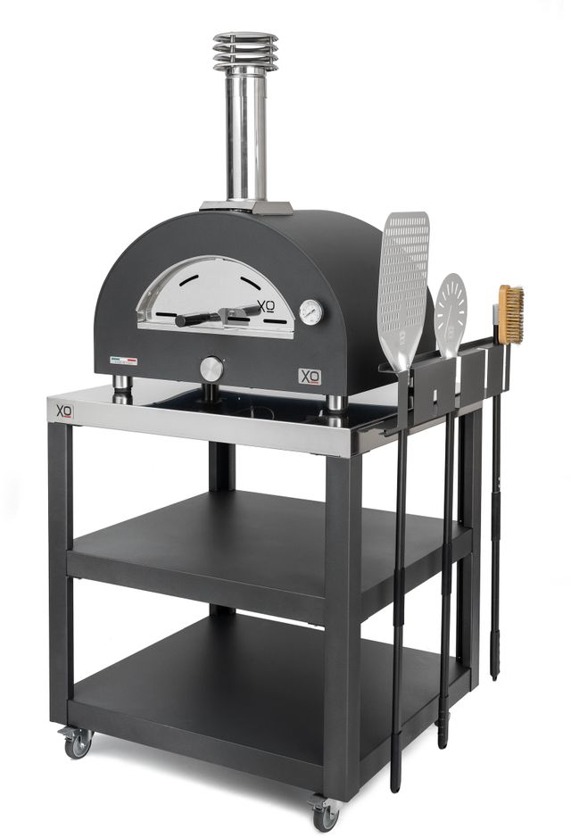 XO 24" Black Countertop Natural Gas and Wood Pizza Oven-3