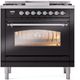 Ilve® Nostalgie II Series 36" Glossy Black Pro Style Dual Fuel Range-3