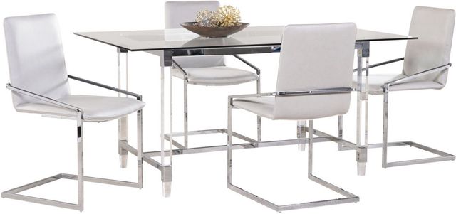 Mazin Furniture Lyrica Glass Top Rectangle Dining Table with Chrome Base -3