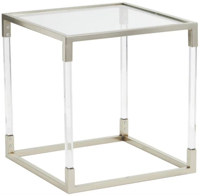 Deco Marche Clear Accent Table with Silver Frame Supports-0