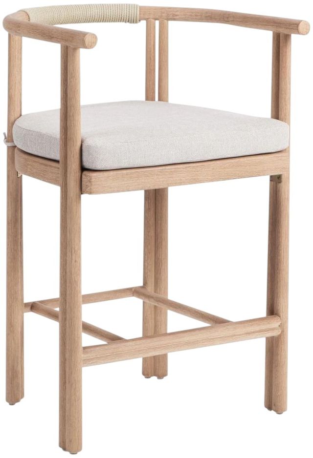 Classic Home Oliver Butterscotch Fabric/Wooden Outdoor Counter Stool-0