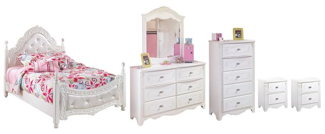 Signature Design by Ashley® Exquisite 6-Piece White Full Poster Bed Set-0