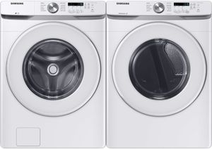 front view of the Samsung 6000 Series White Front Load Laundry Pair