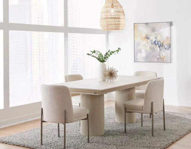 Modus Furniture Crossroads 2.0 Cannon Ivory Double Pedestal Extension Dining Table-1