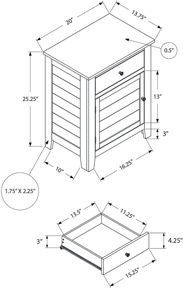Monarch Specialties Inc. Black Veneer End Table-1
